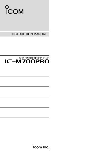 IC-M700PRO Instruction Manual - ICOM Canada