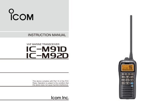 IC-M91D/M92D Instruction Manual - ICOM Canada