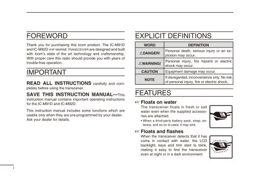 IC-M91D/M92D Instruction Manual - ICOM Canada