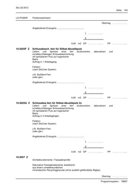 Sto Leistungsbeschreibung Leistungsgruppe 10