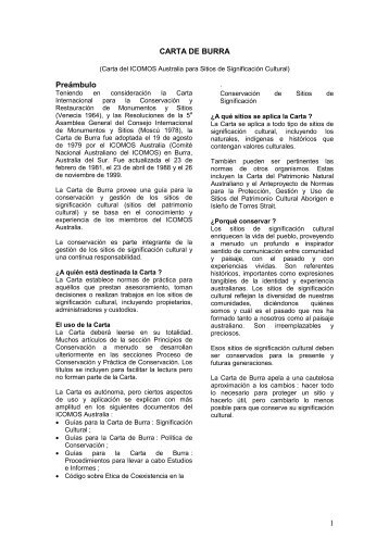 CARTA DE BURRA - Icomos