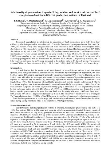 Relationship of Postmortem Troponin-T Degradation and Meat ...