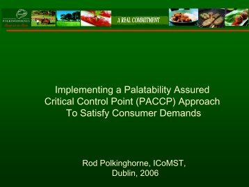 Implementing a Palatability Assured Critical Control Point - ICoMST ...