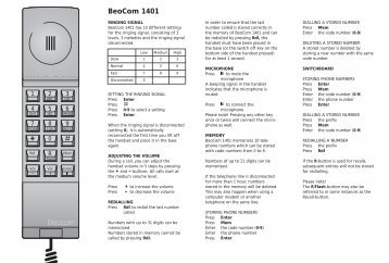 BeoCom 1401 User Guide - Free PDF Manual - Iconic AV