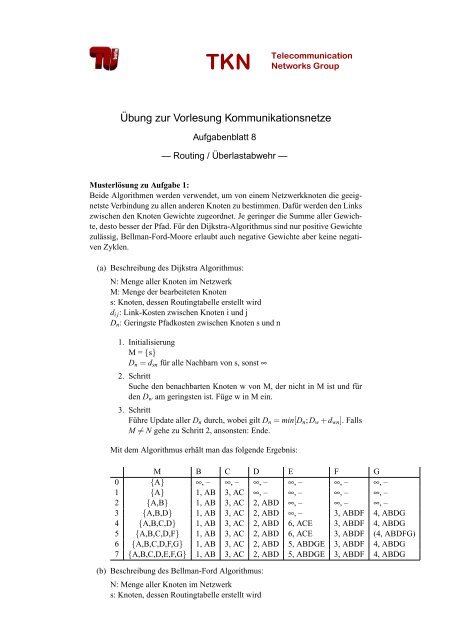 Â¨Ubung zur Vorlesung Kommunikationsnetze