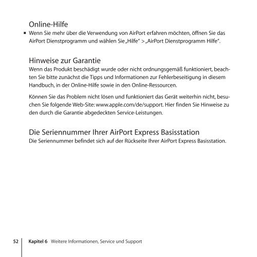 AirPort Express Installationshandbuch 5.1 - Support - Apple