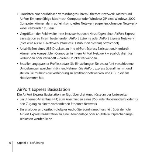 AirPort Express Installationshandbuch 5.1 - Support - Apple