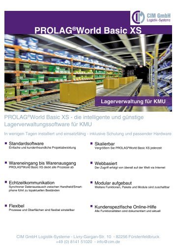 Infoflyer zu PROLAGÂ®World Basic XS - CIM GmbH