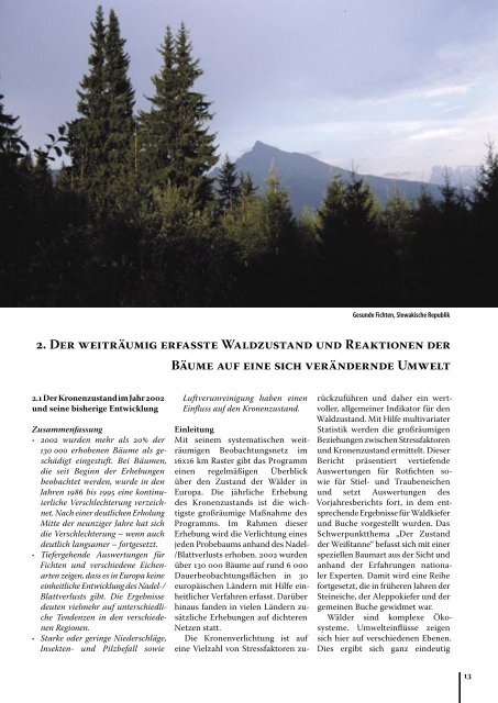 Der Waldzustand in Europa - ICP Forests