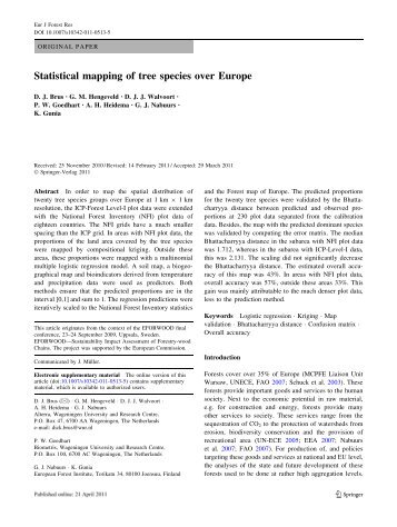 Statistical mapping of tree species over Europe - ResearchGate