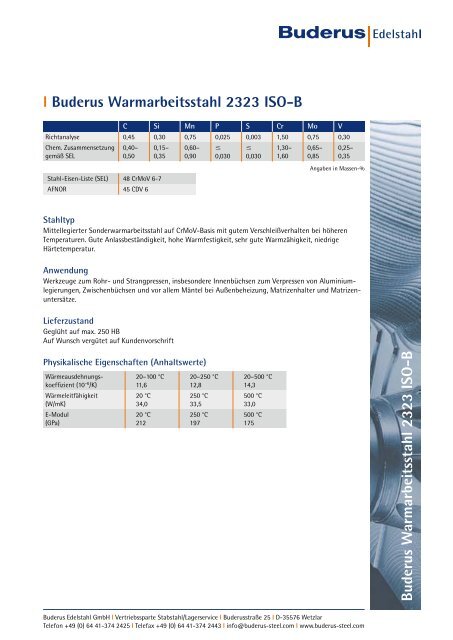 Buderus W armarbeitsstahl 2323 ISO-B l ... - Buderus Edelstahl Gmbh