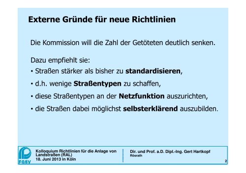 Sicherheit durch funktionsgerechte Standardisierung von ... - FGSV