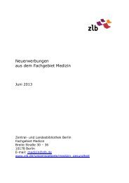 Neuerwerbungen aus dem Fachgebiet Medizin. Juni 2013