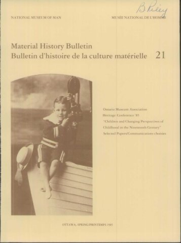 Material History Bulletin Bulletin d'histoire de la culture materielle 21