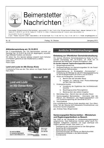 Mitteilungsblatt Beimerstetten - Gemeinde Beimerstetten