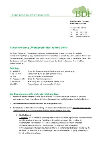 Ausschreibung WdJ 2014 - BDF