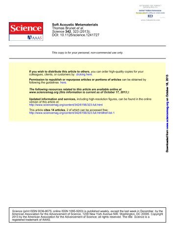 Soft Acoustic Metamaterials - CNRS