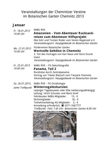 Veranstaltungen im Botanischen Garten 2013 - Chemnitz