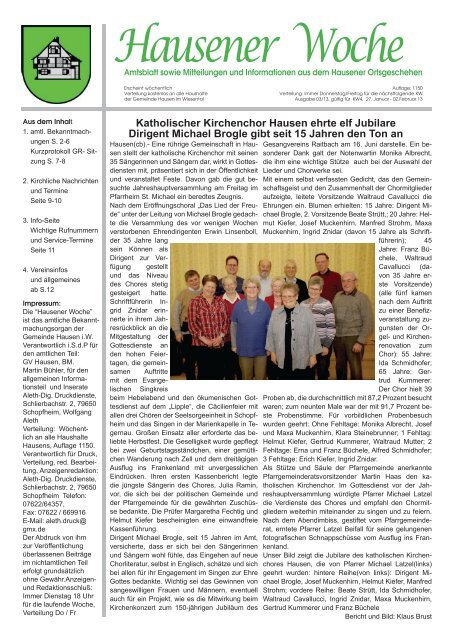 04 Hausener Woche Vom 25 01 2013 Pdf Hausen Im Wiesental