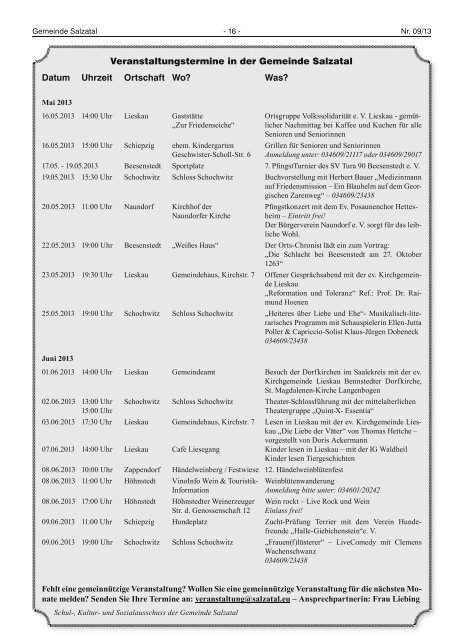 Amtsblatt Nr. 09 vom 16. Mai 2013 (3.26 MB) - Gemeinde Salzatal