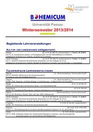 Wintersemester 2013/2014 - Bohemicum Regensburg-Passau