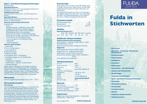 Flyer - "Fulda in Stichworten" - in Fulda