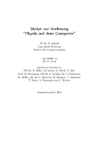 Skript zur Vorlesung Physik auf dem Computer - UniversitÃ¤t Stuttgart