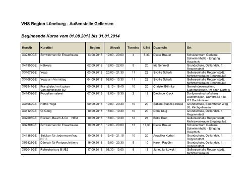 VHS Region LÃ¼neburg Kurse 2. Halbjahr 2013 (SG Gellersen) (pdf 0