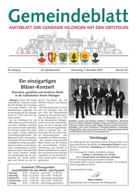 Gemeindeblatt KW 45 - Gemeinde Hilzingen