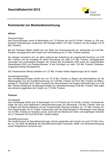 GeschÃ¤ftsbericht 2012 - Burgdorf