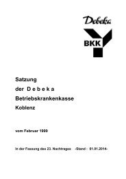 Satzung der Debeka BKK 301213