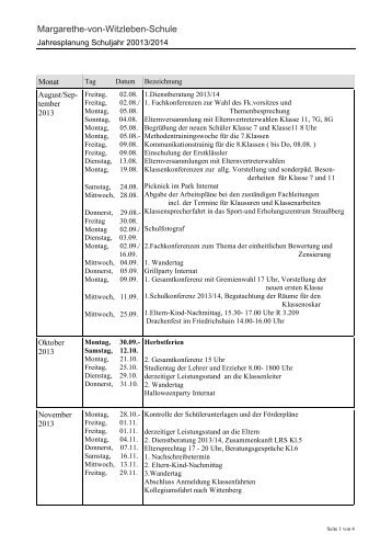 Jahresarbeitsplan 2013-14 - Margarethe-von-Witzleben-Schule