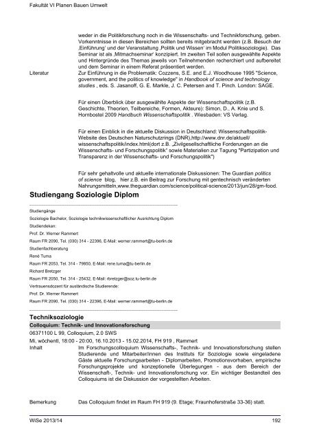 FakultÃ¤t VI Planen Bauen Umwelt - Index of