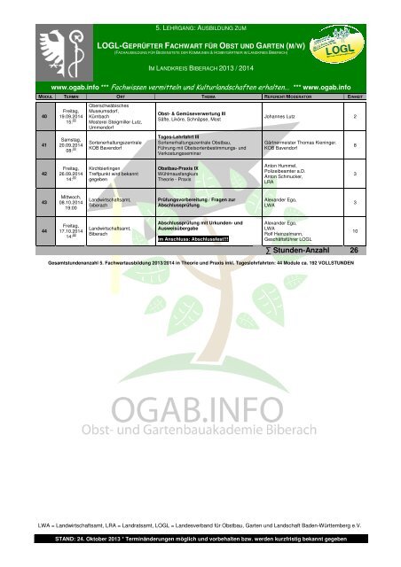 Kurstermine 2013/2014 - Landkreis Biberach