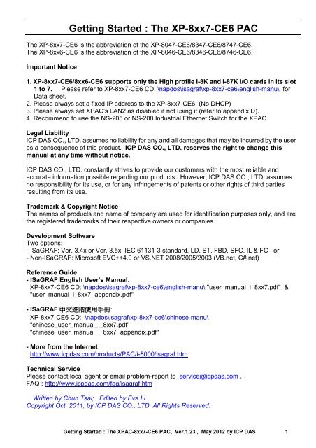 Quickstart Manual Icpdas Europe