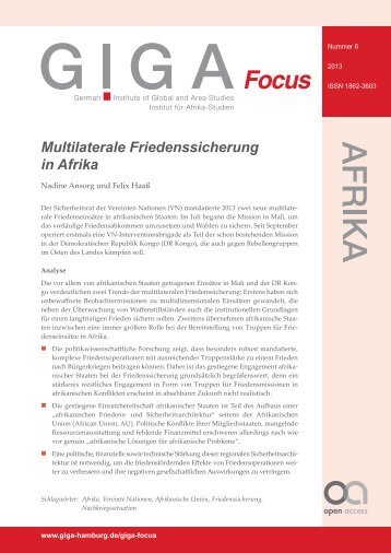 Multilaterale Friedenssicherung in Afrika - GIGA