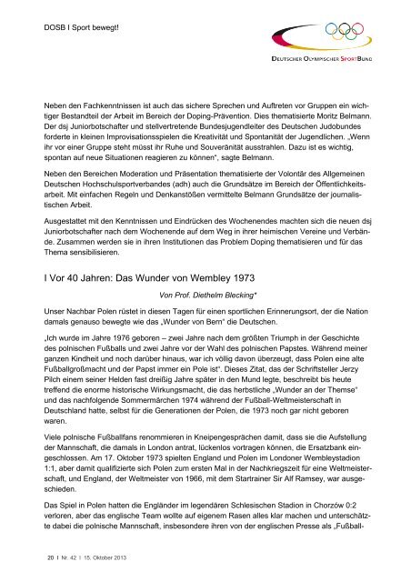 Ausgabe 42 (15.10.2013) - Der Deutsche Olympische Sportbund