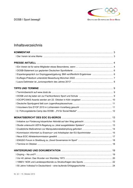 Ausgabe 42 (15.10.2013) - Der Deutsche Olympische Sportbund