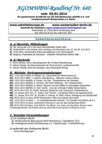 Rundbrief 640 v. 03.01.2014 - ostmitteleuropa.de