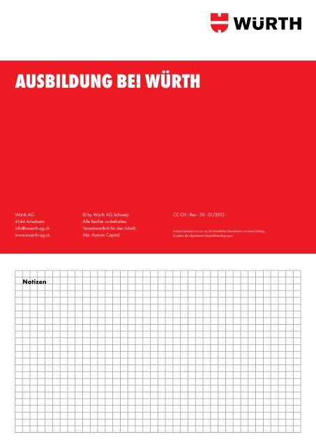 AUSBILDUNG BEI WÃœRTH - Wuerth AG