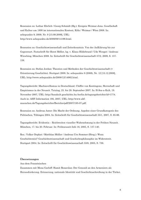 Curriculum vitae + Publikationsliste Steiner - Historisches Seminar
