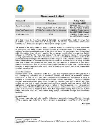 Flowmore Limited - ICRA