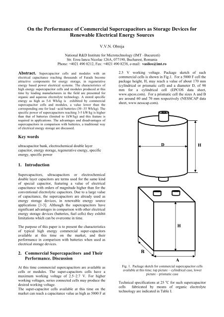 On the Performance of Commercial Supercapacitors - Icrepq.com