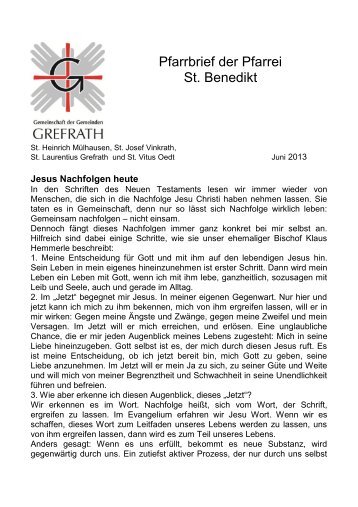 Pfarrbrief der GdG Grefrath - St. Benedikt Grefrath