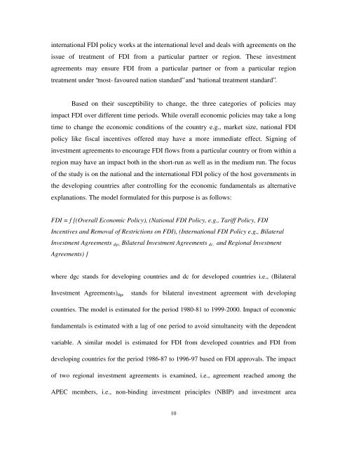 impact of government policies and investment agreements on fdi ...