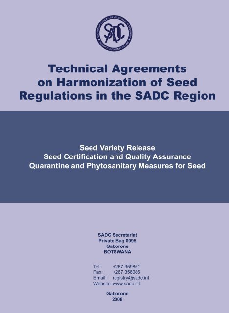 Technical Agreements on Harmonization of Seed Regulations - icrisat