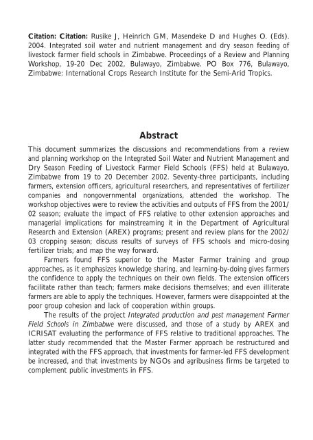 Integrated Soil Water and Nutrient Management and Dry ... - Icrisat