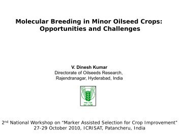 Molecular Breeding in Minor Oilseed Crops: Opportunities ... - icrisat