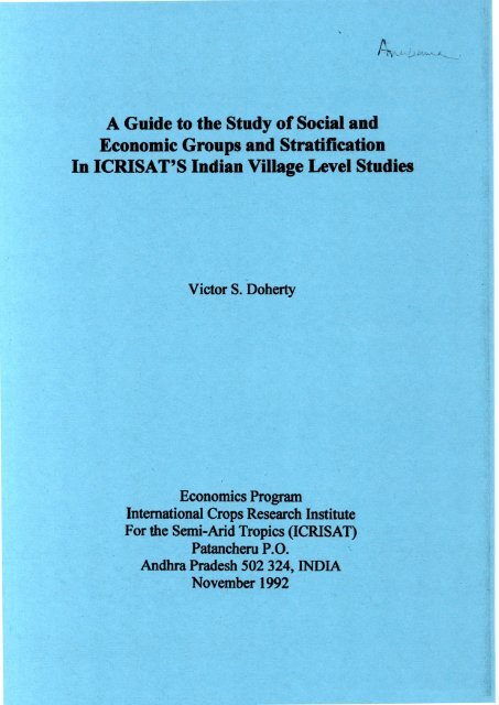 A Guide to the Study of Social and Economic Groups and ... - icrisat