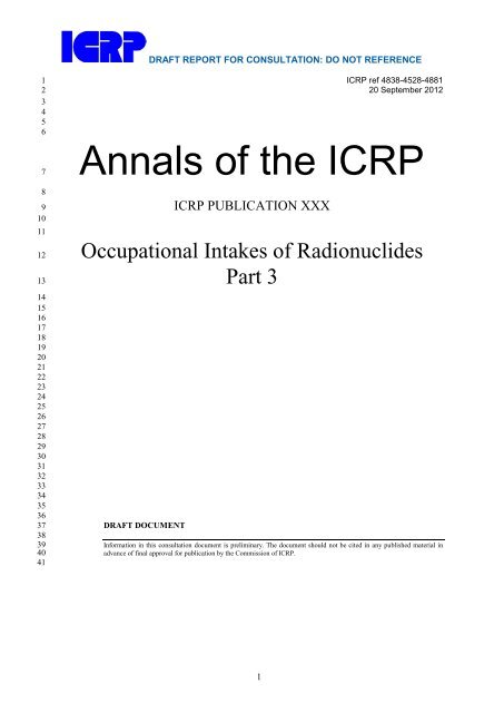 Occupational Intakes of Radionuclides Part 3 - ICRP